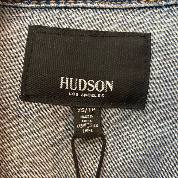 HUDSON Womens Denim Jean Jacket Button front Distressed Frayed New Pockets XS - Picture 5 of 9